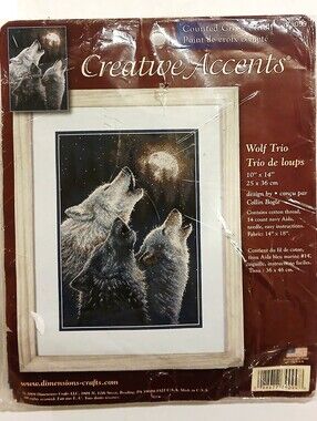 Creative Accents "Wolf Trio" Counted Cross Stitch Kit - Brown/Black/White
